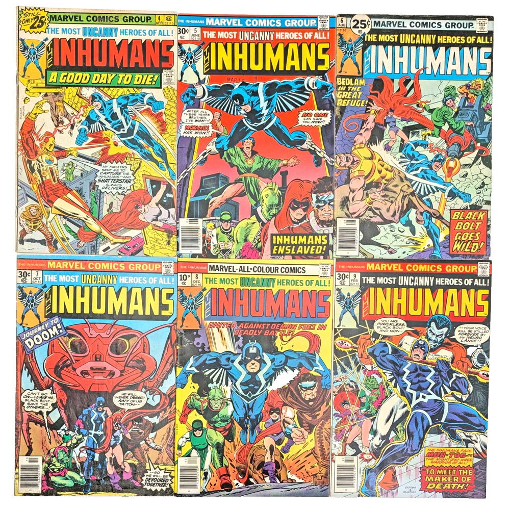 The Inhumans 4 5 6 7 8 9 Comic Lot Marvel 1976 1977 Bronze Age Keith Pollard Art